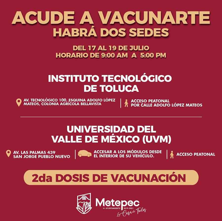 vacunacion segunda dosis metepec