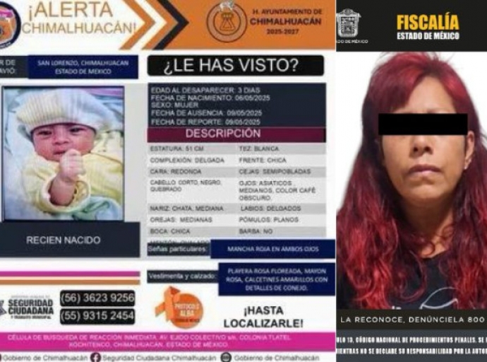 Rescatan a bebé robada; implicada fingió ser trabajadora social y drogó a la madre