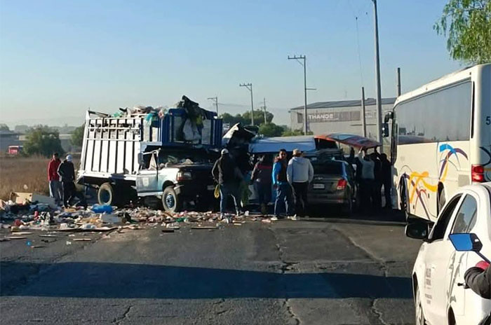 choque combi camioneta basura tecamac