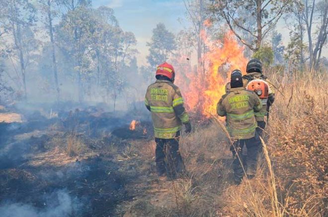 Continúan laborando para sofocar en su totalidad el fuego.