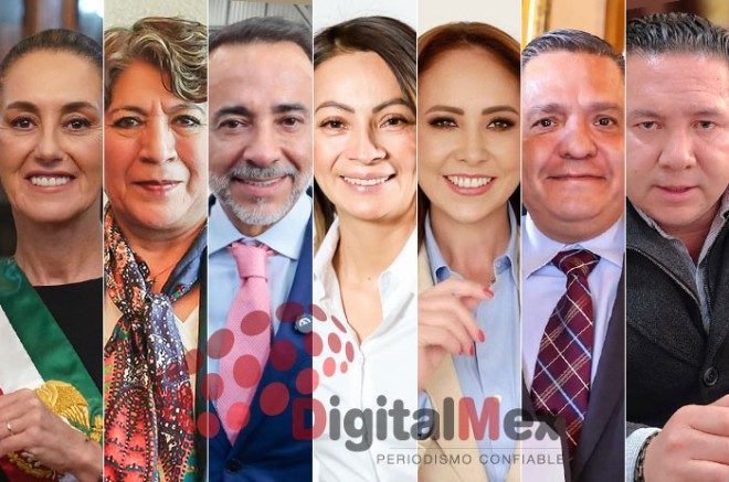 Claudia Sheinbaum, Delfina Gómez, Fernando Flores, Saray Benítez, Cristina Ruiz, Ricardo Moreno, Alberto Valdés