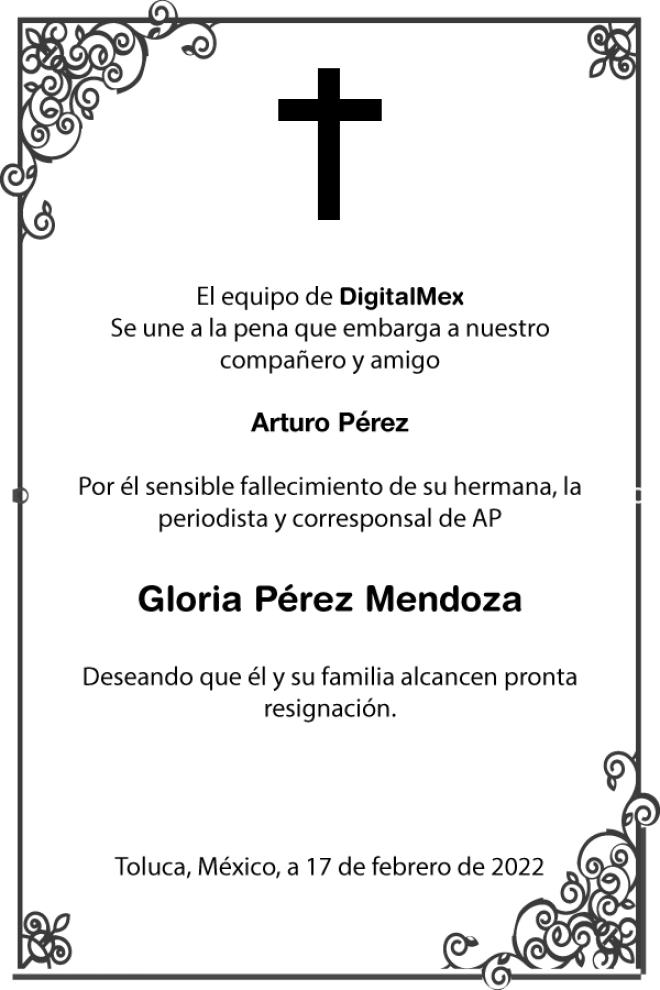 Esquela Gloria Pérez Mendoza