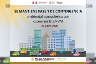Anuncio de la CAMe informa que continúa la Fase I de contingencia ambiental por ozono.