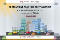Anuncio de la CAMe informa que continúa la Fase I de contingencia ambiental por ozono.