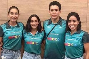 Equipo mexicano de triatlón categoría élite conformado por Lizeth Rueda, Rosa María Tapia Vidal, Cecilia Pérez y Aram Michell Peñaflor Moysen.