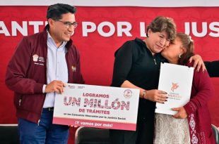 Delfina Gómez Álvarez encabezó en Valle de Chalco la conmemoración por el millón de trámites y servicios realizados mediante las Caravanas Itinerantes.