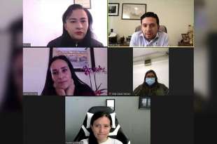 María Isabel Sánchez Holguín en reunión virtual.