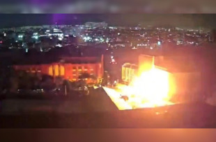 Momento de la explosión e incendio en restaurante "La Soldadera", CDMX.