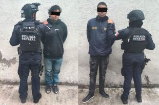 John "N", de 26 años, y Yefri "N", de 29, ambos de nacionalidad colombiana, fueron detenidos en Tenango del Valle por su probable participación en los delitos de extorsión y cohecho.