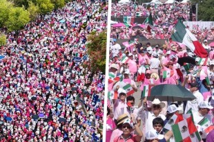 Xóchitl Gálvez, candidata presidencial, participó en la marcha "Marea Rosa" en el Zócalo y envió un mensaje de unidad y compromiso democrático.