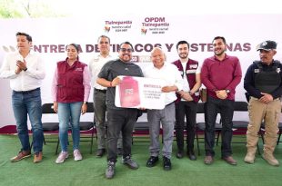 El alcalde Raciel Pérez Cruz encabeza el arranque del programa de entrega de tinacos y cisternas para reforzar el acceso al agua en Tlalnepantla.