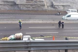 La carambola de dio sobre la autopista México-Puebla,a la altura del kilómetro 21+400, Chalco.