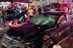 Vehículo involucrado en el atropellamiento ocurrido durante los festejos en Cabo San Lucas.