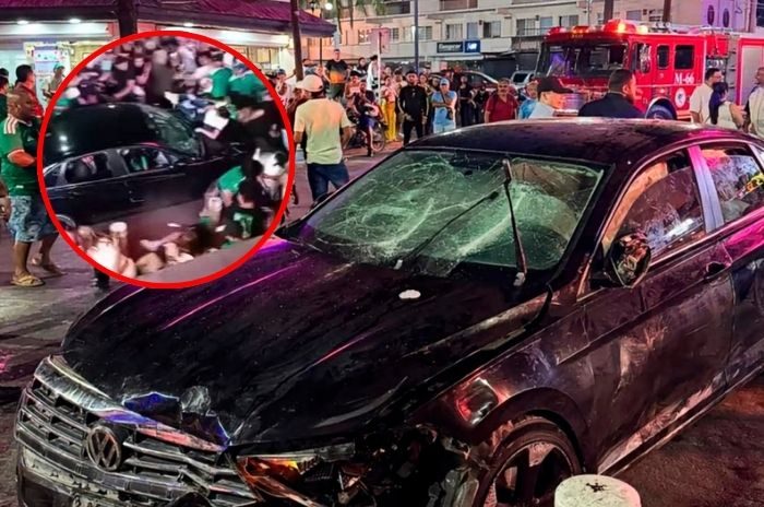 Vehículo involucrado en el atropellamiento ocurrido durante los festejos en Cabo San Lucas.