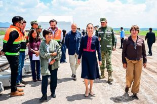 La gobernadora Delfina Gómez y la presidenta Claudia Sheinbaum recorrieron la estación Xaltocan-Nextlalpan para supervisar el avance del Tren México-Pachuca.