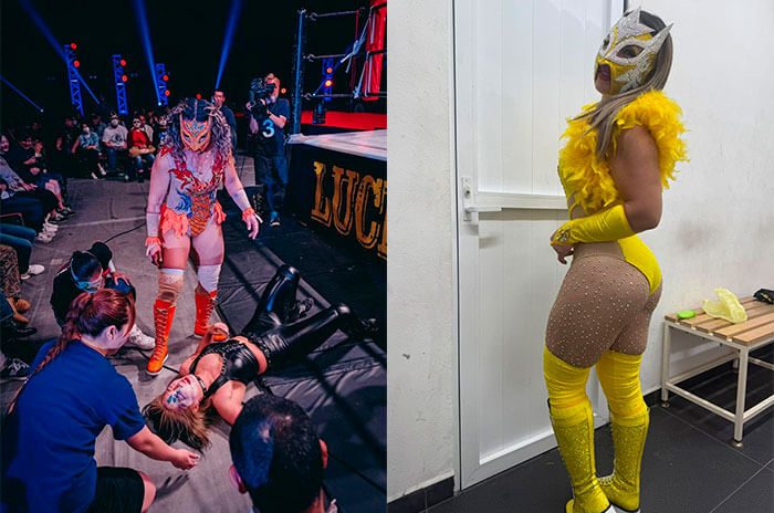 La participación femenina en la lucha libre creció desde 1986; Lluvia destaca como una de las figuras actuales del cuadrilátero.