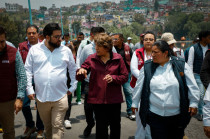 Delfina Gómez e Isaac Montoya recorren la presa Los Cuartos