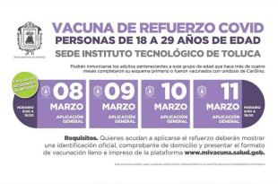 La jornada de vacunación será a partir del martes 8 al viernes 11 de marzo