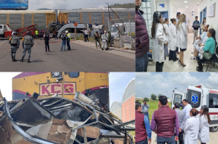 Autoridades atienden el choque entre un tren y un autobús en Atlacomulco