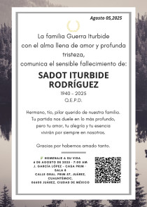 Esquela Sadot Iturbide Rodríguez