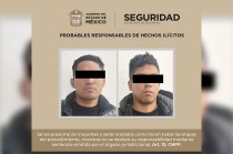 Los detenidos, identificados como Francisco “N”, de 30 años, y Alberto “N”, de 29 años, tenían en su poder una pistola calibre 9 milímetros y varios cartuchos útiles.