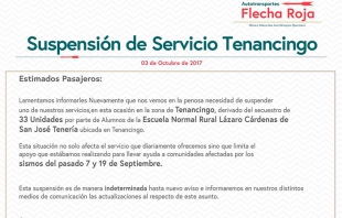 Tenería "secuestra" autobuses; suspenden tres empresas servicio a Tenancingo
