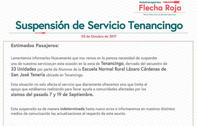 Tenería "secuestra" autobuses; suspenden tres empresas servicio a Tenancingo