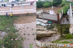 Las fuertes lluvias registradas este martes provocaron el desbordamiento del Río Tejalpa y afectaciones menores en viviendas y vialidades de Zinacantepec.