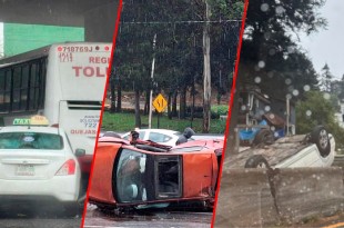 Las autoridades atribuyen los percances al piso mojado y al exceso de velocidad.