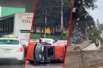 Las autoridades atribuyen los percances al piso mojado y al exceso de velocidad.