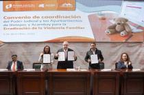 El convenio permitirá la coordinación y comunicación entre jueces, elementos de seguridad pública e instituciones.