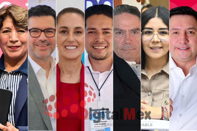 Delfina Gómez, Rafael Flores, Claudia Sheinbaum, Luis Aurelio Novelo, Juan Carlos Núñez, Emma Álvarez, Miguel Ángel Ramírez