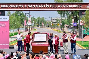 Delfina Gómez Álvarez encabezó la entrega del mejoramiento urbano de la avenida Tuxpan, principal acceso a San Martín de las Pirámides.