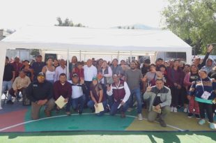 El Presidente Municipal Raciel Pérez Cruz durante el cierre de la Mega Jornada de Servicios en el Deportivo Tlayacampa.