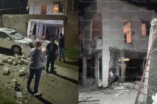 Vista del inmueble donde se registró la explosión por presunto cilindro de gas en una taquería ubicada en Capultitlán, Toluca.
