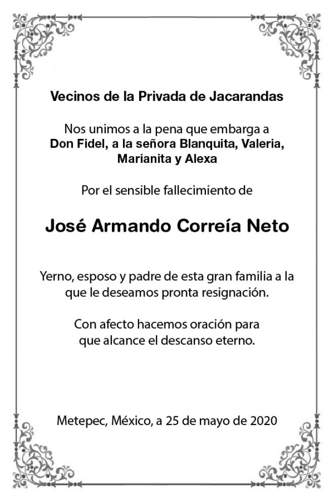 Esquela José Armando Correía Neto