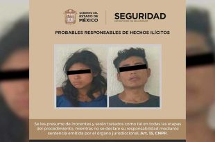 Las personas detenidas fueron identificadas como Jhovany “N”, de 32 años de edad, y Blanca “N”, de 21 años.