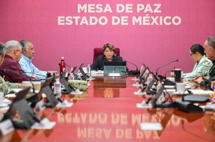 Durante la Mesa de Paz número 86, la gobernadora Delfina Gómez Álvarez destacó los resultados de las estrategias implementadas para combatir la extorsión.