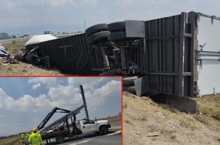 El tráiler involucrado, de color blanco con placas de circulación 03-BD-5C de servicio público federal, transportaba rollos de tela y provenía del Estado de Texas.
