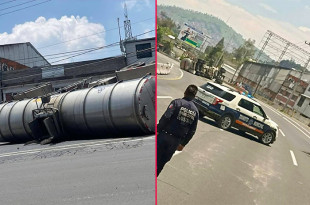 El accidente ocurrió a la altura de la zona conocida como El Vigilante, donde la unidad quedó atravesada en los carriles centrales.