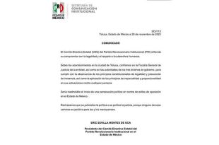 El PRI calificó como "inadmisible" el inicio de una persecución política en contra de ediles de oposición en el Estado de México.