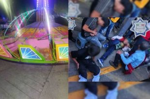 Los jóvenes resultaron lesionados tras caer de un juego mecánico durante las fiestas patronales de San Lorenzo Toxico, en Ixtlahuaca.