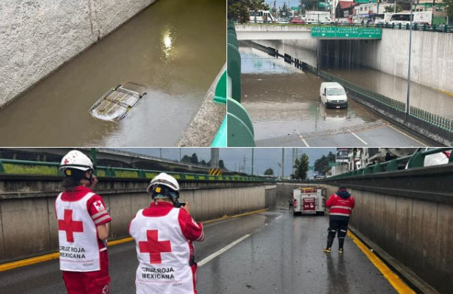 Uno de los puntos más afectados fue Paseo Tollocan, a la altura del desnivel de Paseo Colón.