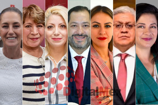 Claudia Sheinbaum, Delfina Gómez, Macarena Montoya, Francisco Vázquez, Mónica Chávez, Cristóbal Castañeda, Martha Hilda González