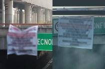 Aparecieron colgadas mantas con mensajes intimidatorios en contra de la Feria de Metepec.