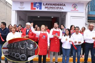 La alcaldesa Ana Muñiz Neyra inaugura la primera Lavandería Municipal en San Mateo Atenco, un espacio gratuito destinado a apoyar a las familias atenquenses.