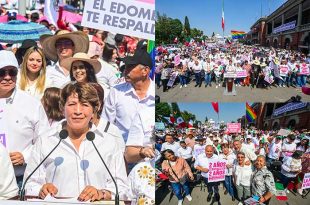 Delfina Gómez encabeza concentración masiva para seguir mensaje presidencial