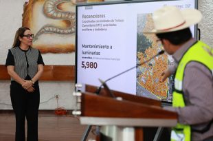 Azucena Cisneros Coss informó que en 485 días Ecatepec superó las 100 mil luminarias instaladas.