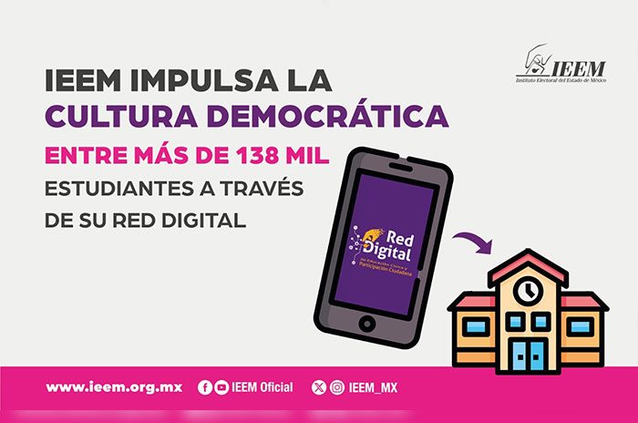 La Red Digital de Educación Cívica y Participación Ciudadana del IEEM impulsa la formación democrática de niñas, niños y jóvenes mexiquenses.