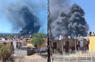 Columna de humo negro se eleva desde un predio en San Miguel, Huehuetoca